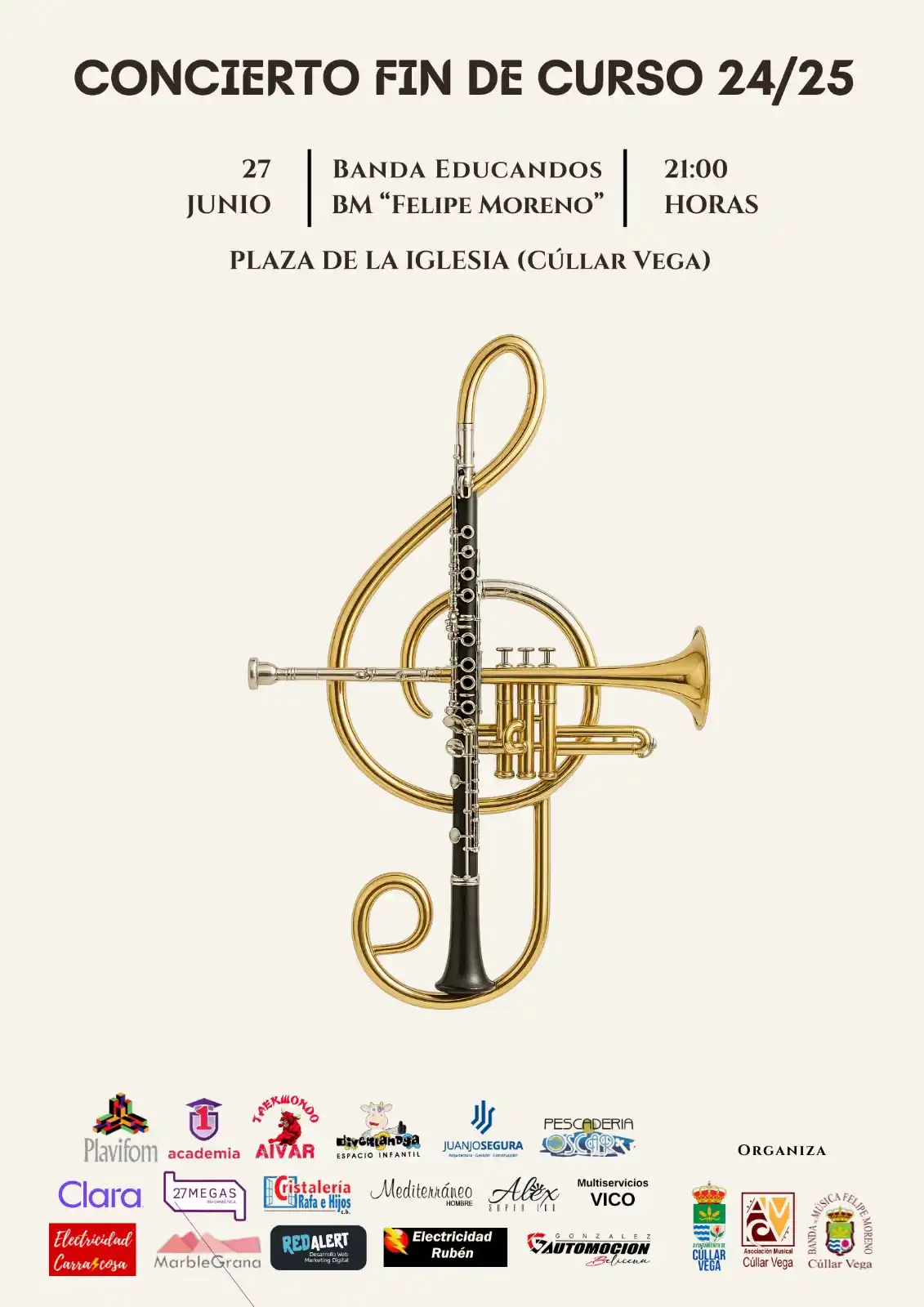 Image from Cúllar Vega Informa 🇸🇱: 🎶 *CONCIERTO FIN DE CURSO 24/25* _La *Banda de Educandos* y la *Band...