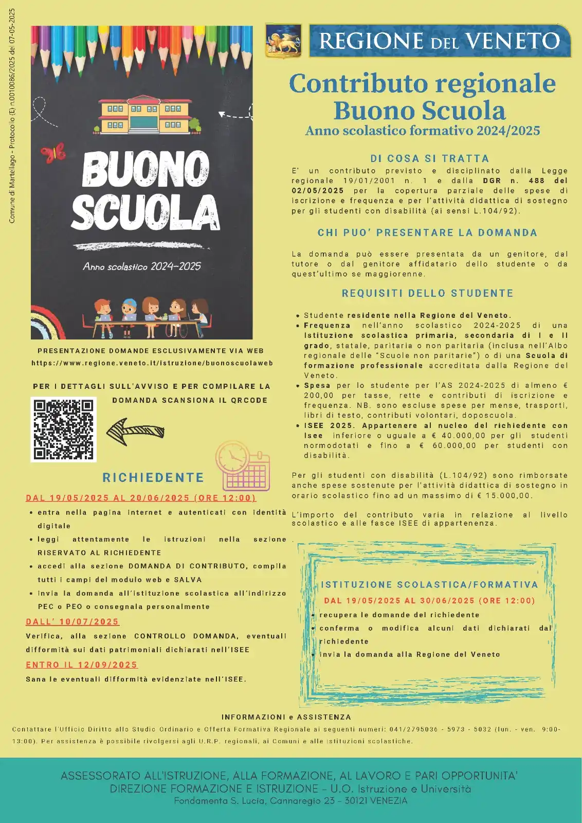 Image from Comune di Martellago: *Contributo Regionale “Buono Scuola” anno scolastico 2024/2025.* *Sca...