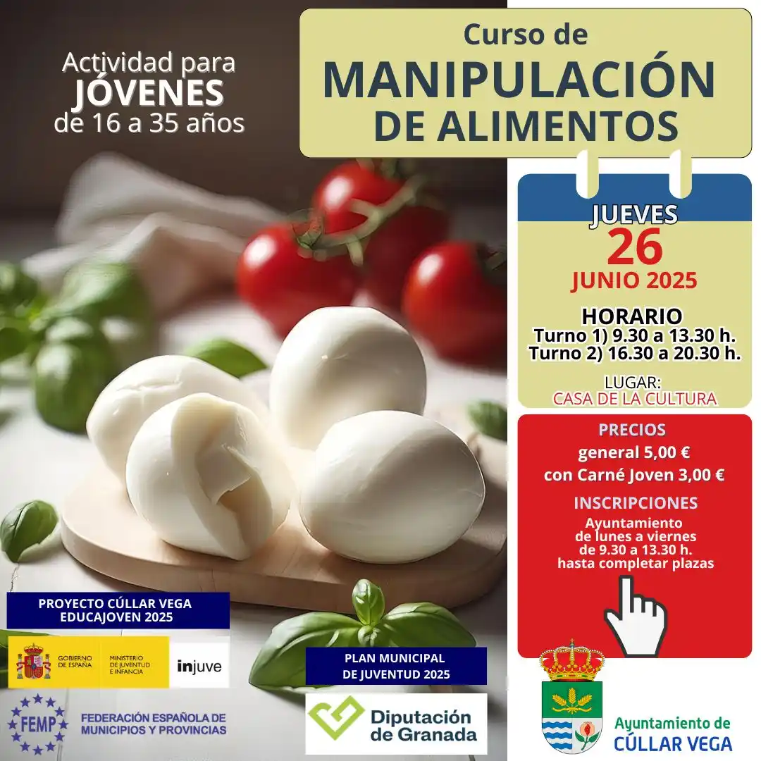 Image from Cúllar Vega Informa 🇸🇱: 🥗 *Curso de Manipulación de Alimentos* para jóvenes de *Cúllar Vega* ...