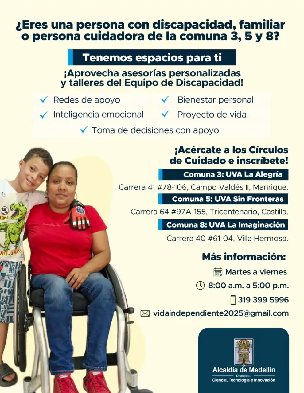 Image from Medellín para TODAS: *El Equipo de Discapacidad* invita a las personas con discapacidad, su...
