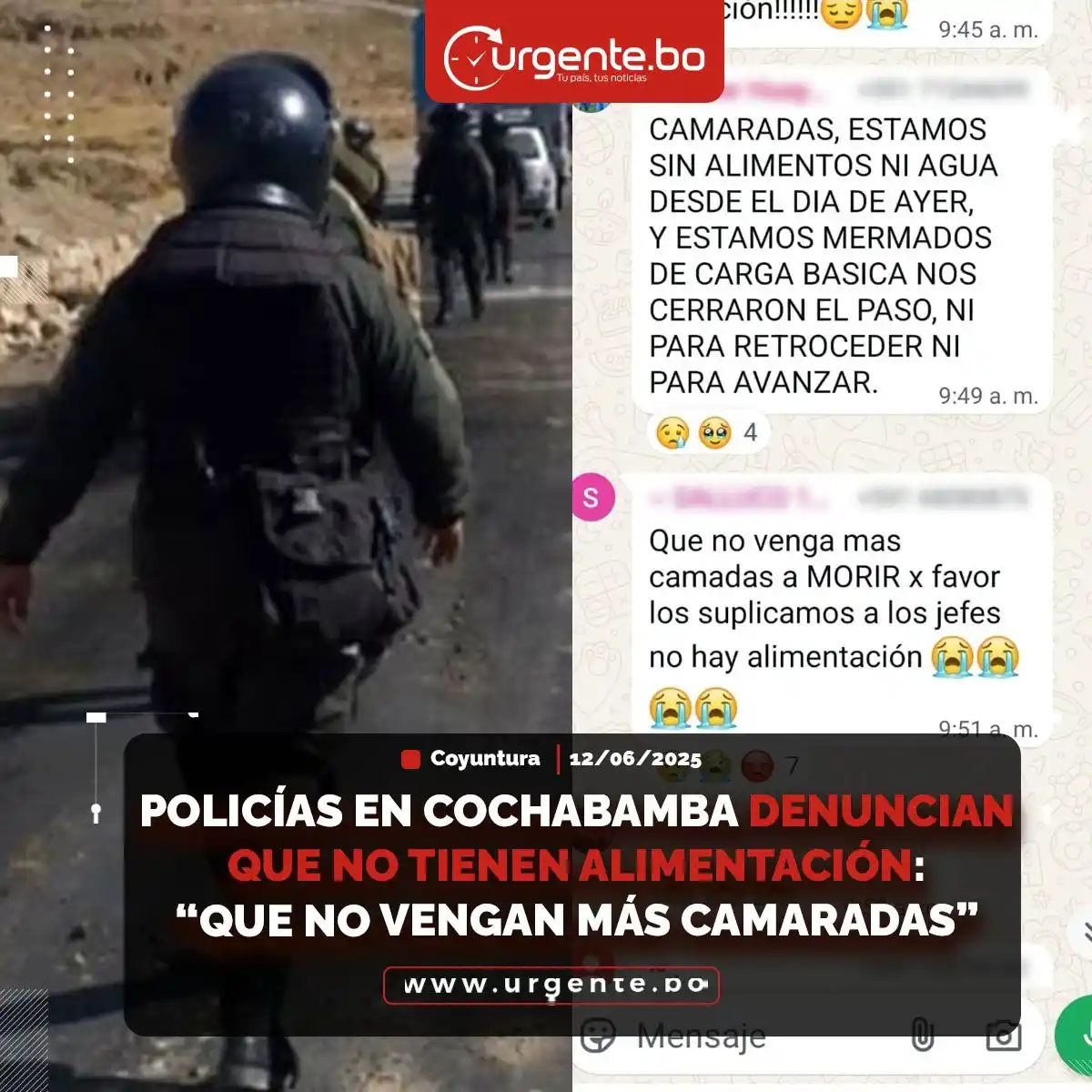Image from Urgente.bo Noticias: El personal policial que partió de la ciudad de El Alto para el desblo...