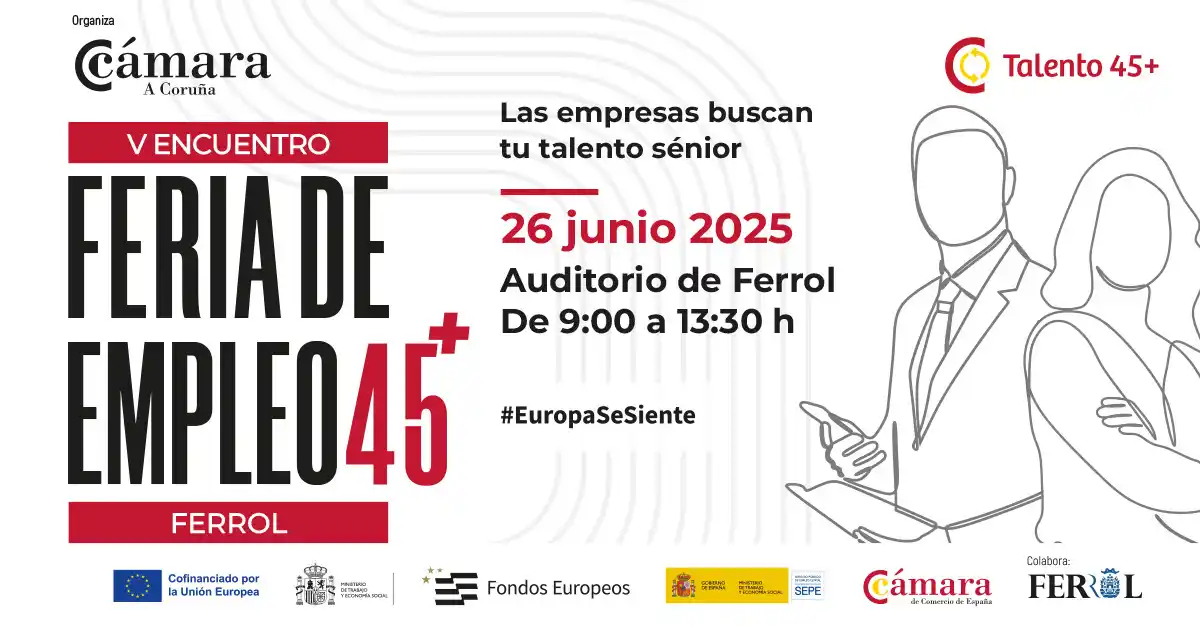 Image from Concello de Ferrol: 𝗘𝗠𝗣𝗥𝗘𝗚𝗢 🫵 Tes entre 45 e 65 años e buscas traballo? Isto inter...