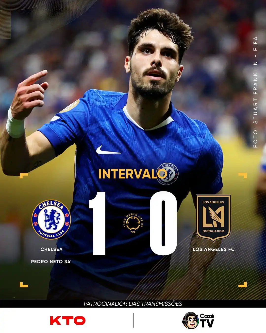 Image from CazéTV: FIM DE PRIMEIRO TEMPO ENTRE CHELSEA E LOS ANGELES FC 🔥 Pedro Neto ab...
