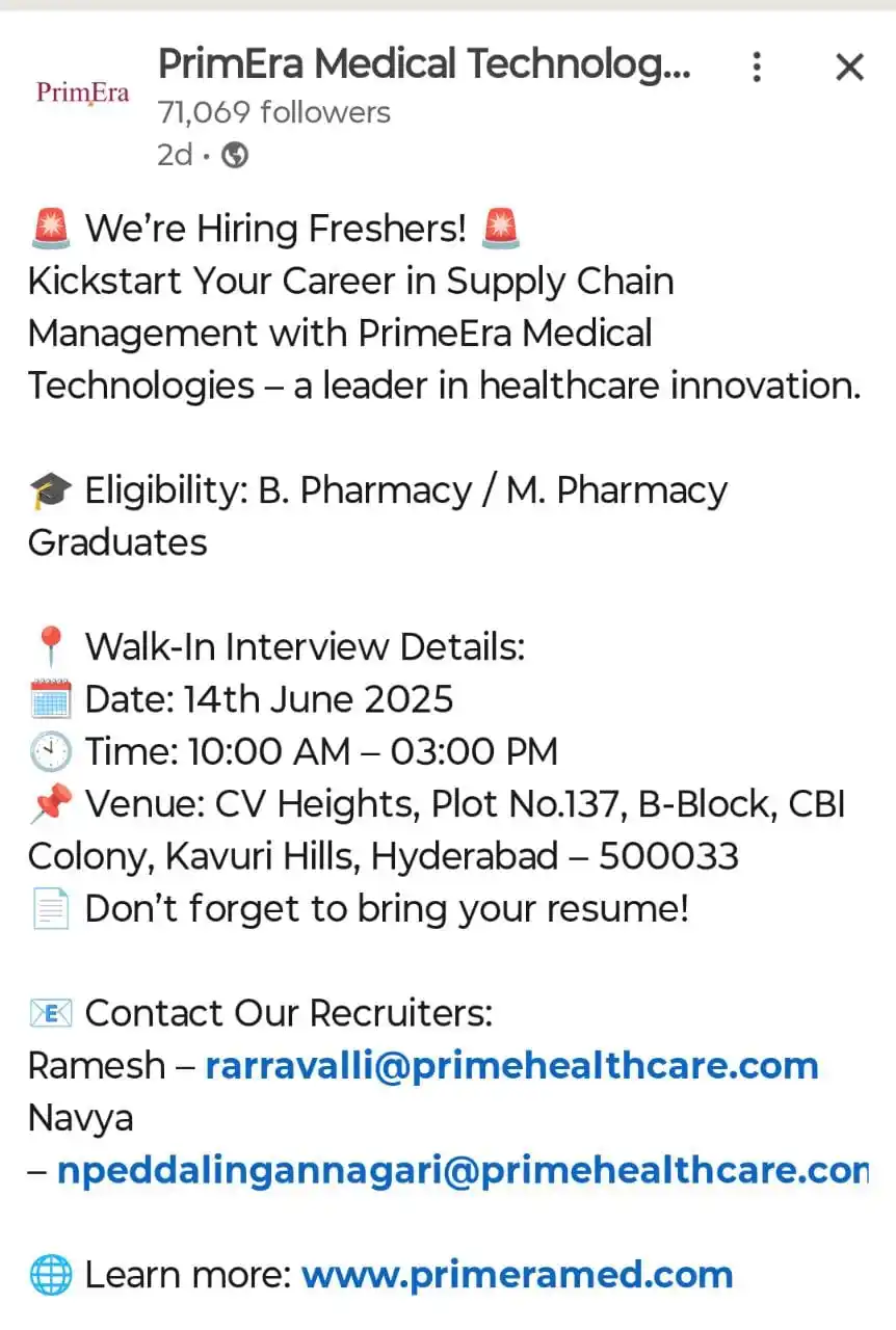 Image from Pharma Jobs Wala 💼: <a class="text-blue-500 hover:underline cursor-pointer" href="/hashtag...