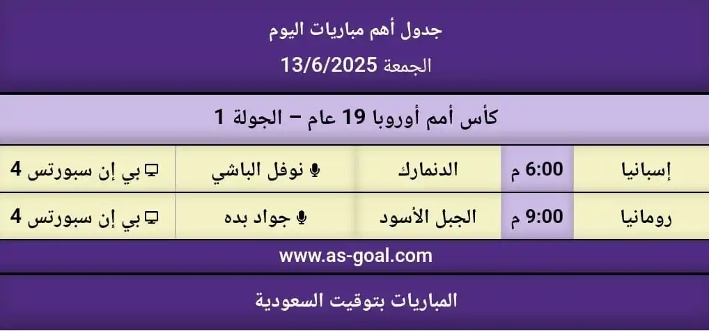 Image from مباريات اليوم: 📊 جدول أهم <a class="text-blue-500 hover:underline cursor-pointer" ...