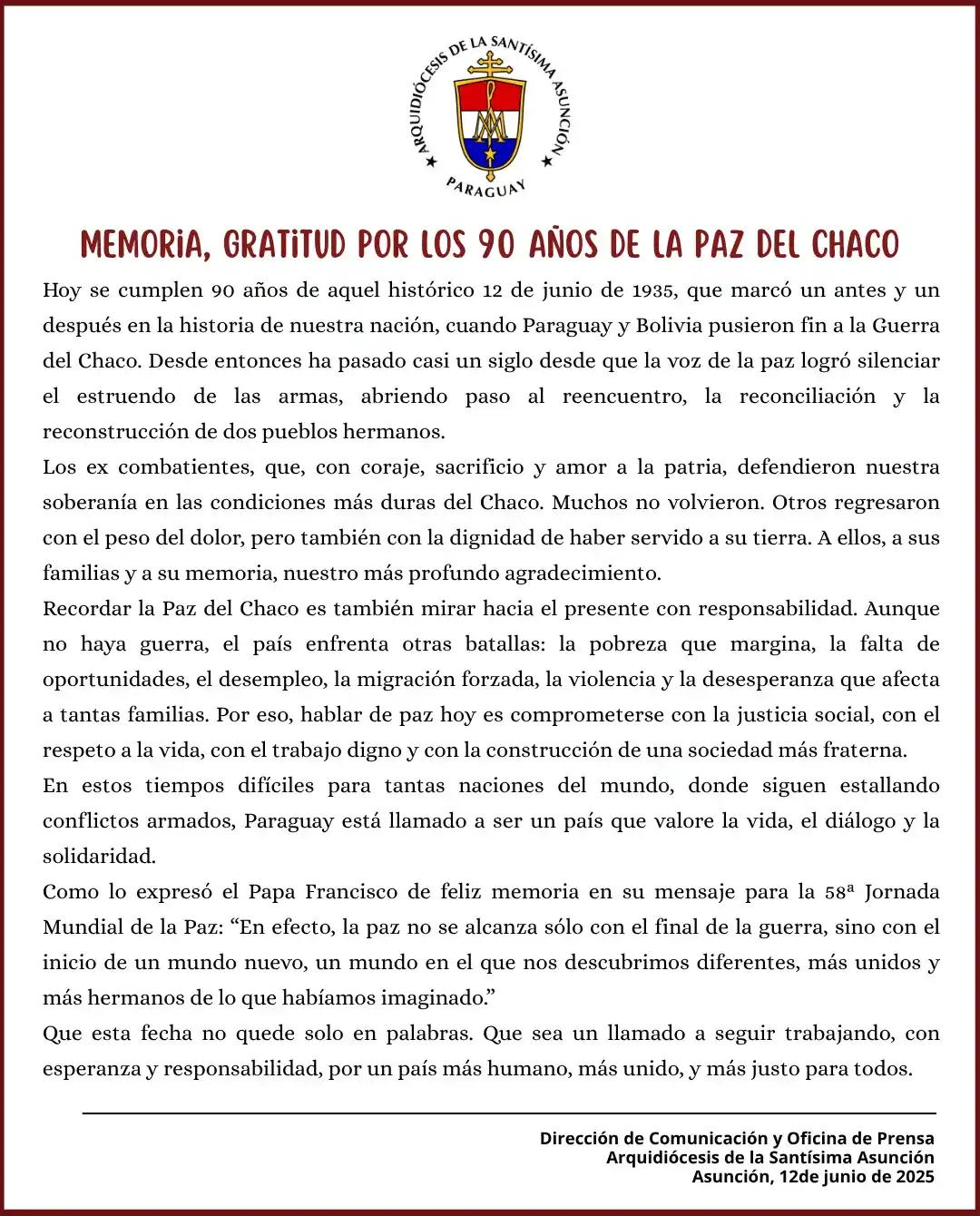 Image from Arzobispado de Asunción: <a class="text-blue-500 hover:underline cursor-pointer" href="/hashtag...
