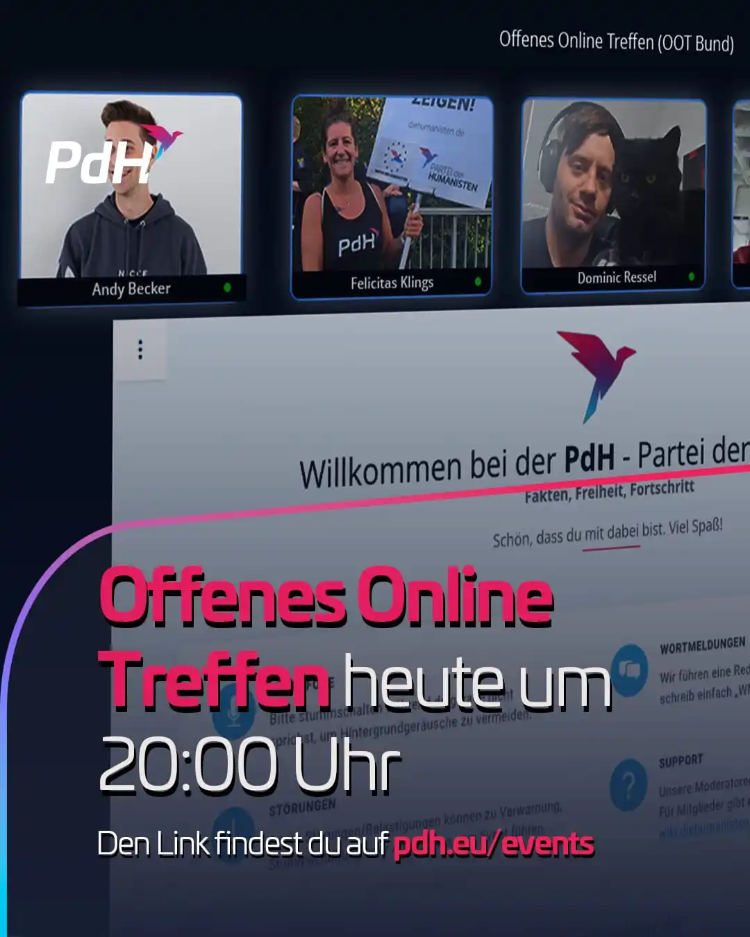 Image from PdH — Fakten, Freiheit, Fortschritt: Heute um 20:00 Uhr haben wir wieder ein Offenes Online Treffen! Mach’s...