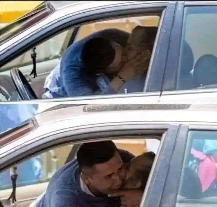 Image from قناة رضاالله غايتي: هذه الصورة أُلتُقِطت لإبن يُحاول إنقاذ أبيه المصاب بالفيروس في عام 202...