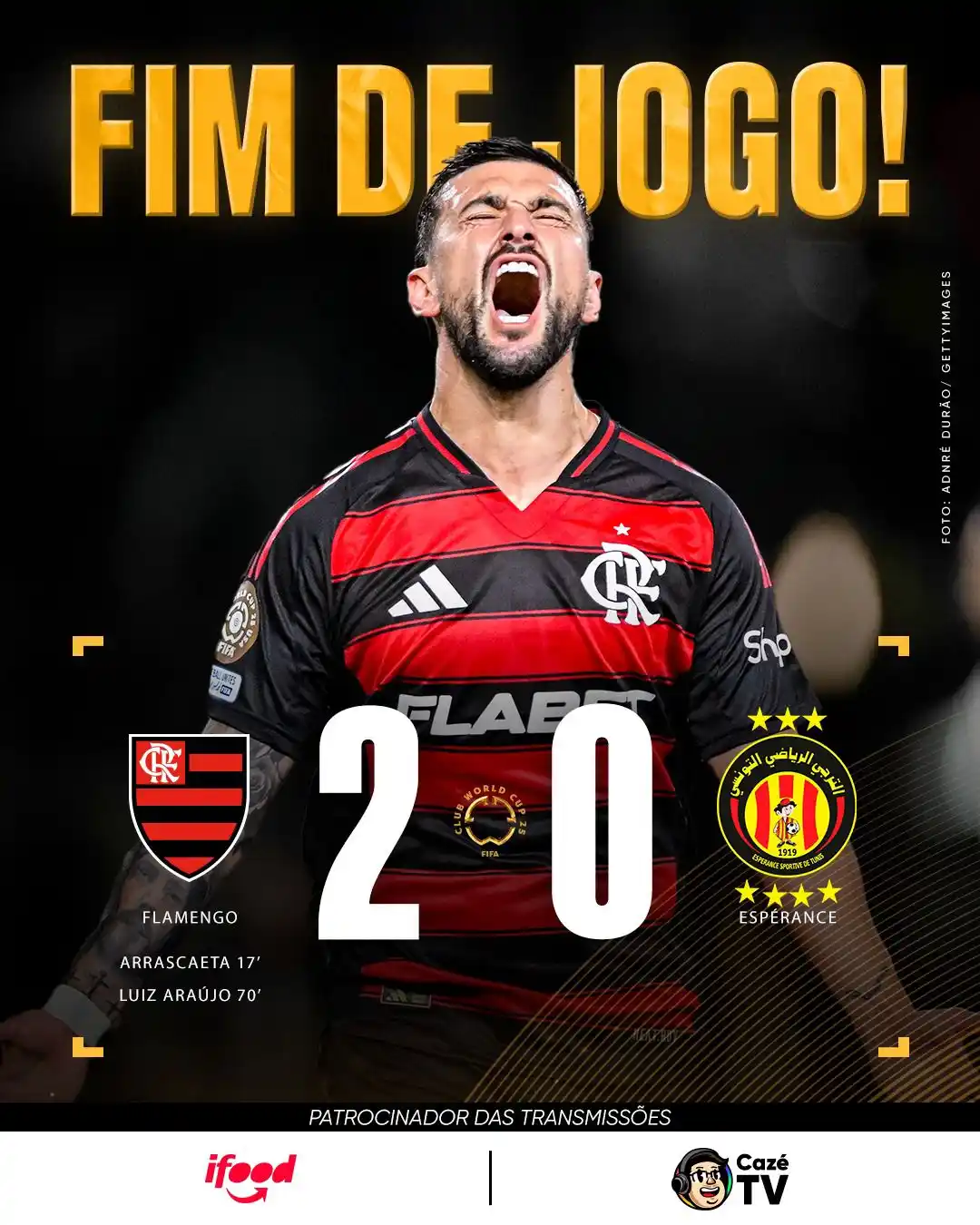 Image from CazéTV: ISSO AQUI É FLAMENGO! 🔴⚫ ACABA A 1ª RODADA DA COPA DO MUNDO DE CLUBE...