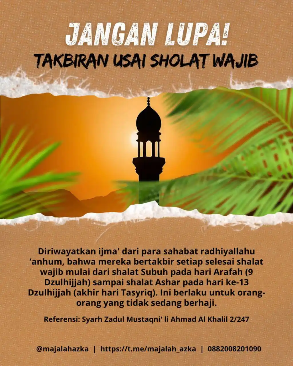 Image from Poster Faedah: Jangan Lupa! Takbiran Usai Sholat Wajib...
