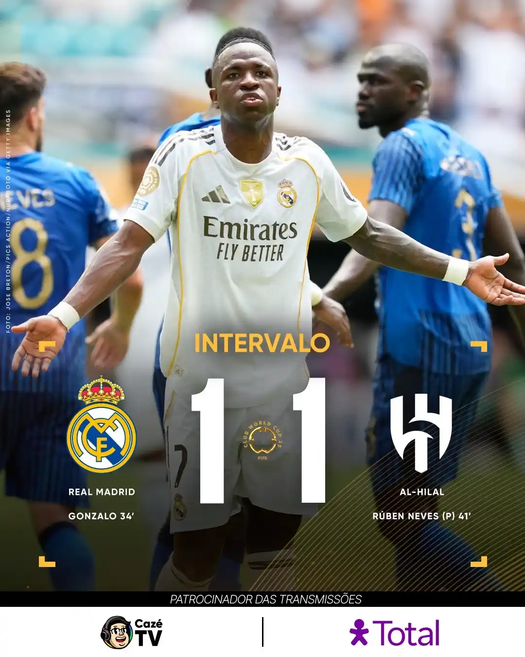 Image from CazéTV: JOGO ENROSCADO PRO REAL MADRID! 😳🔥 O AL-HILAL TÁ DANDO MUITO TRABALH...