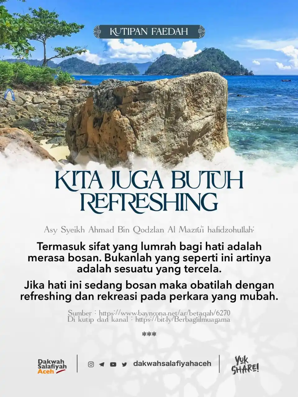 Image from Poster Faedah: Kita Juga Butuh Refresing...