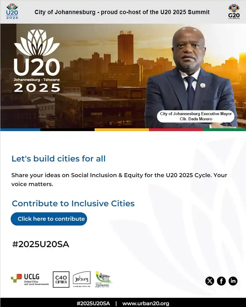Image from City Of Joburg: 🌍 Let’s build cities that work for everyone! Have your say on Social...