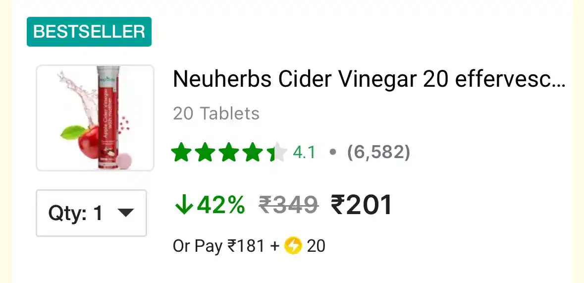 Image from GymDeals Whatsapp: *🔥Loot Fast: Neuherbs Apple Cider Vinegar Tabs for Weight Loss (20pc ...