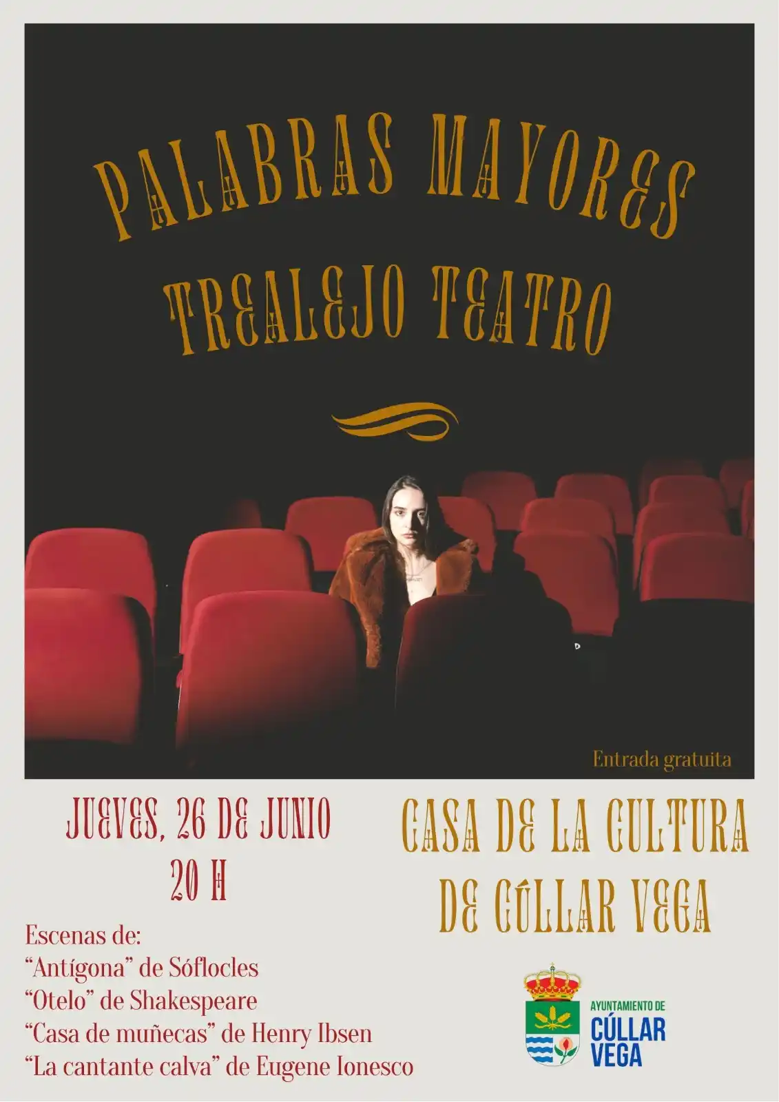 Image from Cúllar Vega Informa 🇸🇱: 🎭 *PALABRAS MAYORES* _La compañía Trealejo Teatro presenta un recorri...