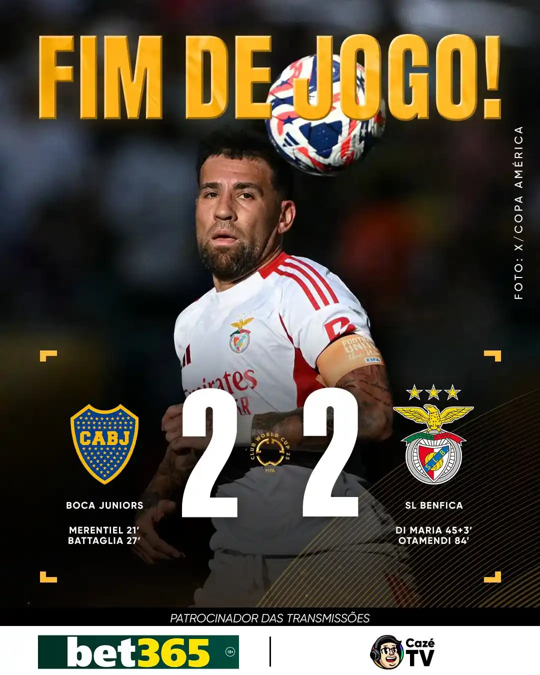 Image from CazéTV: QUE JOGÃOOOOO!!!!!🔴⚪ O Benfica correu atrás do prejuízo, com menos u...
