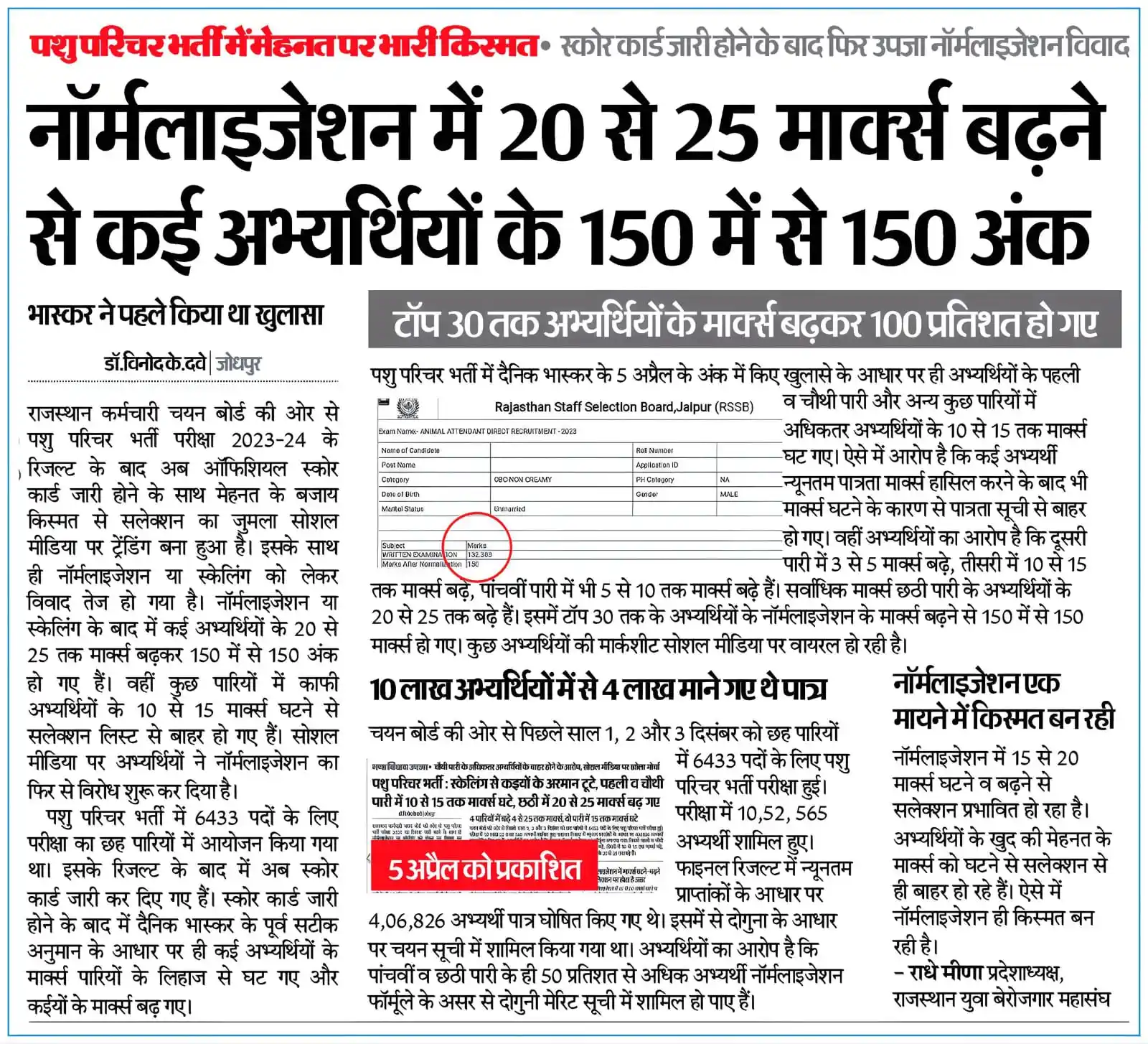 Image from राजस्थान शिक्षा विभाग: *RSSB पशु परिचर सीधी भर्ती 2023 (कुल 6433 पद) में मेहनत पर भारी किस्मत...