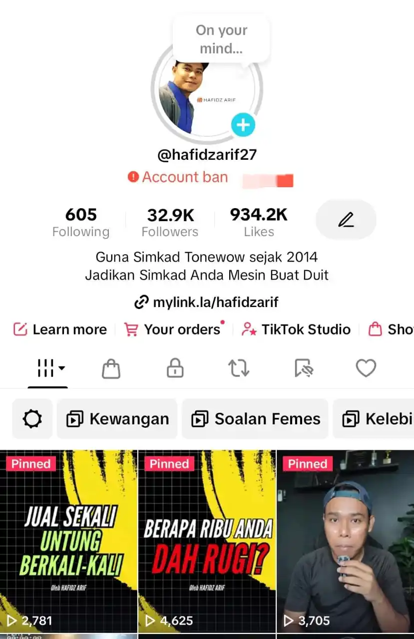 Image from Info Tone Wow Hafidz Arif: Salam sejahtera semua, Berita duka, Akaun tiktok saya sudah permane...
