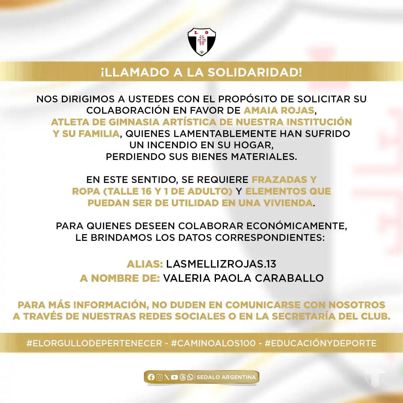 Image from Sedalo Argentina: 🖤 SOLIDARIDAD 🤍 Nos dirigimos a ustedes con el propósito de solicit...