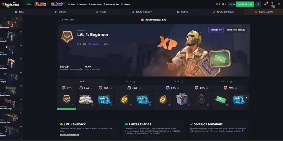 Image from IGN Brasil: 📈 Suba de nível e ganhe recompensas na Hellcase!  Toda vez que você g...