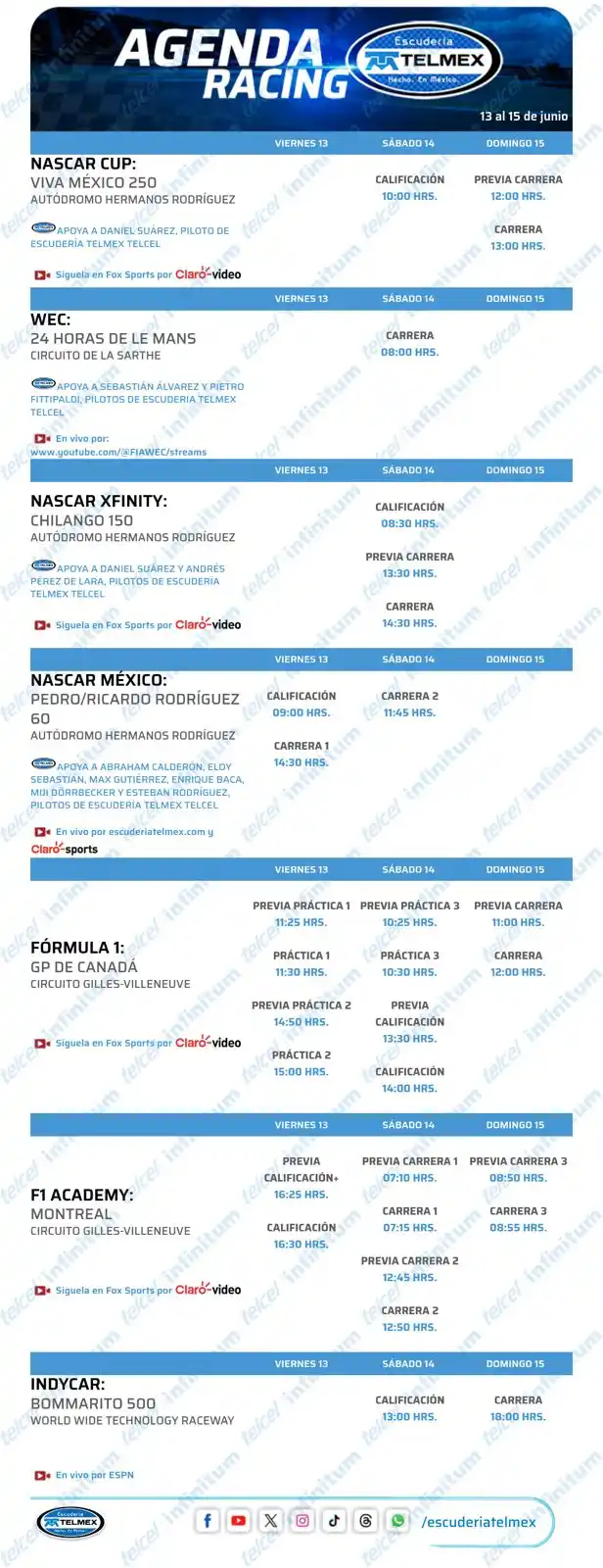 Image from Escudería Telmex : Te compartimos la <a class="text-blue-500 hover:underline cursor-point...
