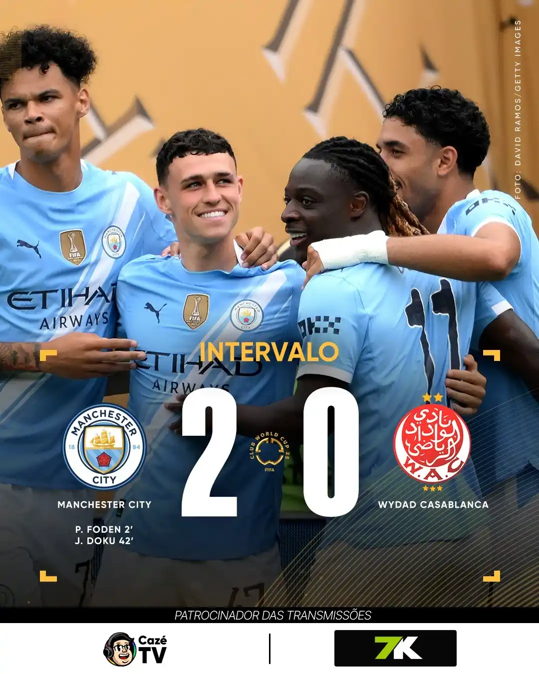 Image from CazéTV: TRANQUILO ATÉ AQUI! O City vai fazendo o dever de casa na estreia! 🤷...