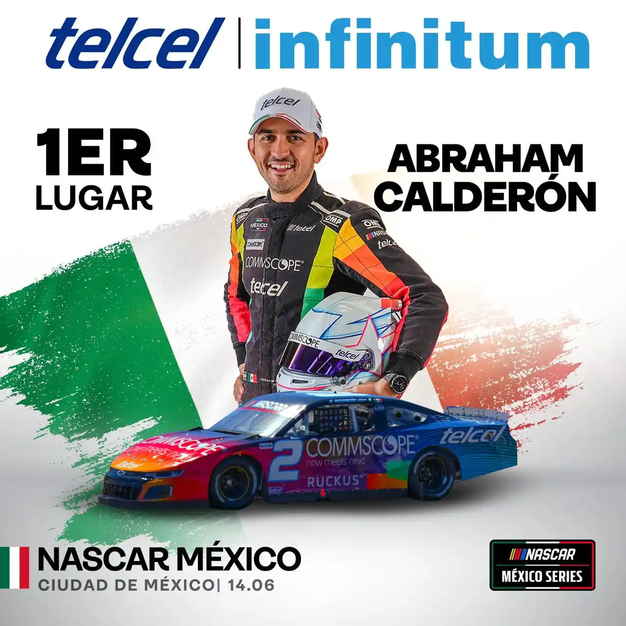 Image from Escudería Telmex : ¡Triunfo ahora en NASCAR México con Abraham Calderón! 🇲🇽😎🏁 <a clas...