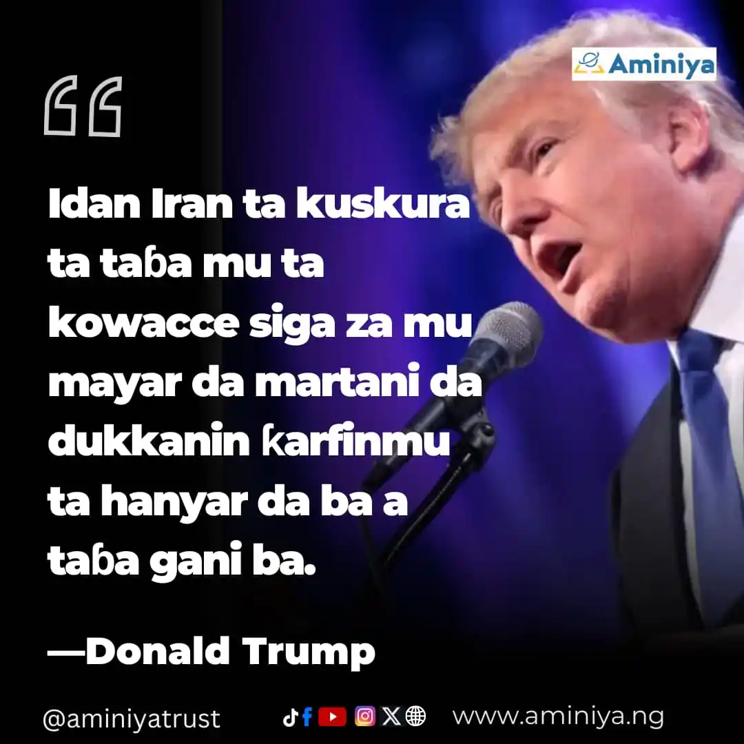 Image from Aminiya: Trump ya gargaɗi Iran da cewa idan ta kuskura ta taɓa su ta kowacce si...
