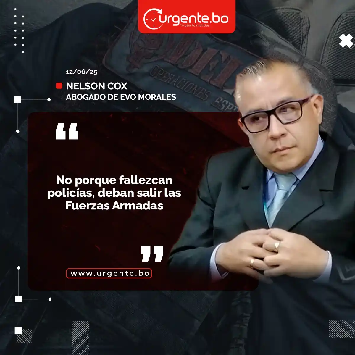 Image from Urgente.bo Noticias: *Urgente.bo* | Nelson Cox, uno de los abogados del expresidente Evo Mo...