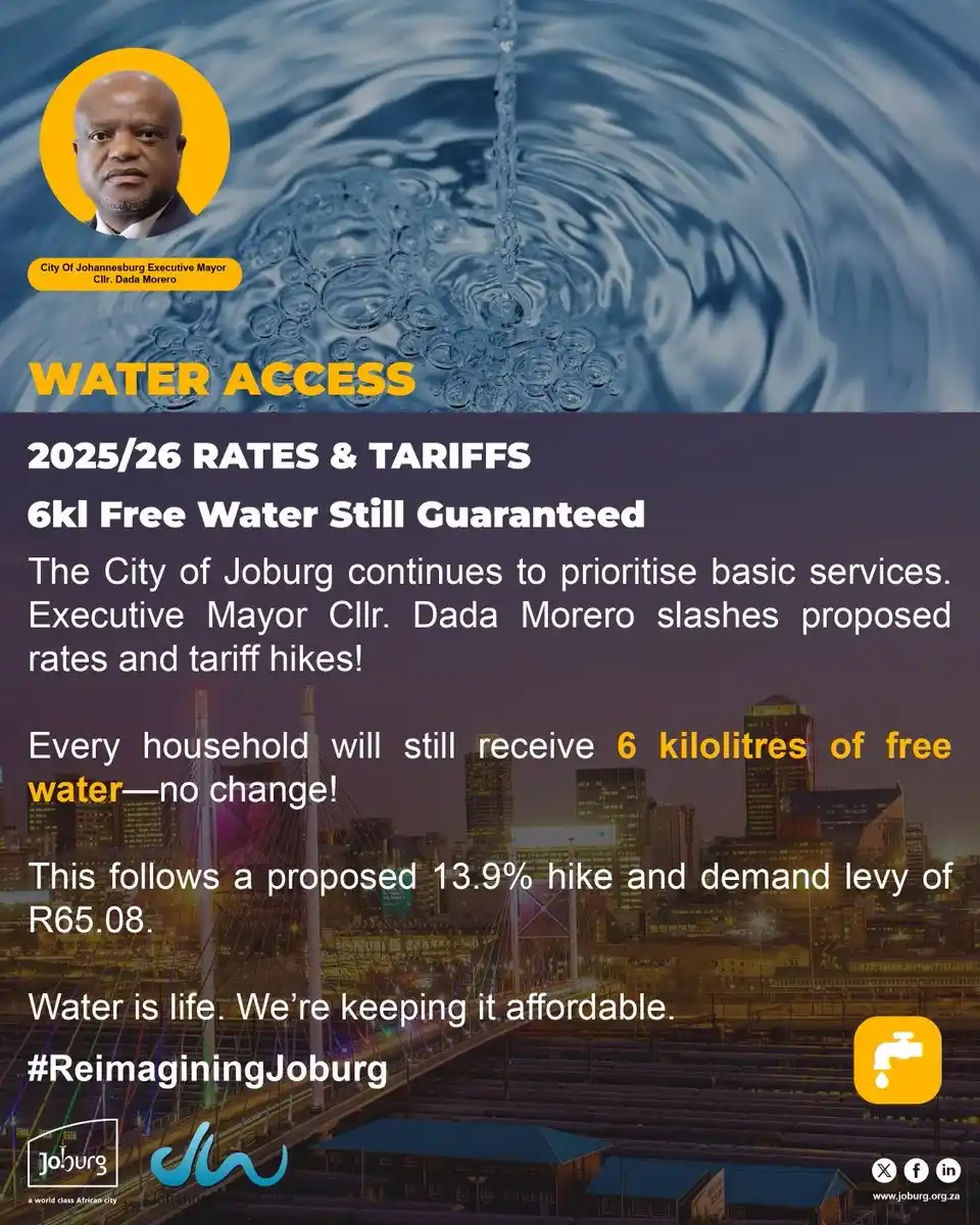 Image from City Of Joburg: 💧 Water is life, and Joburg cares. Under the leadership of Executive ...