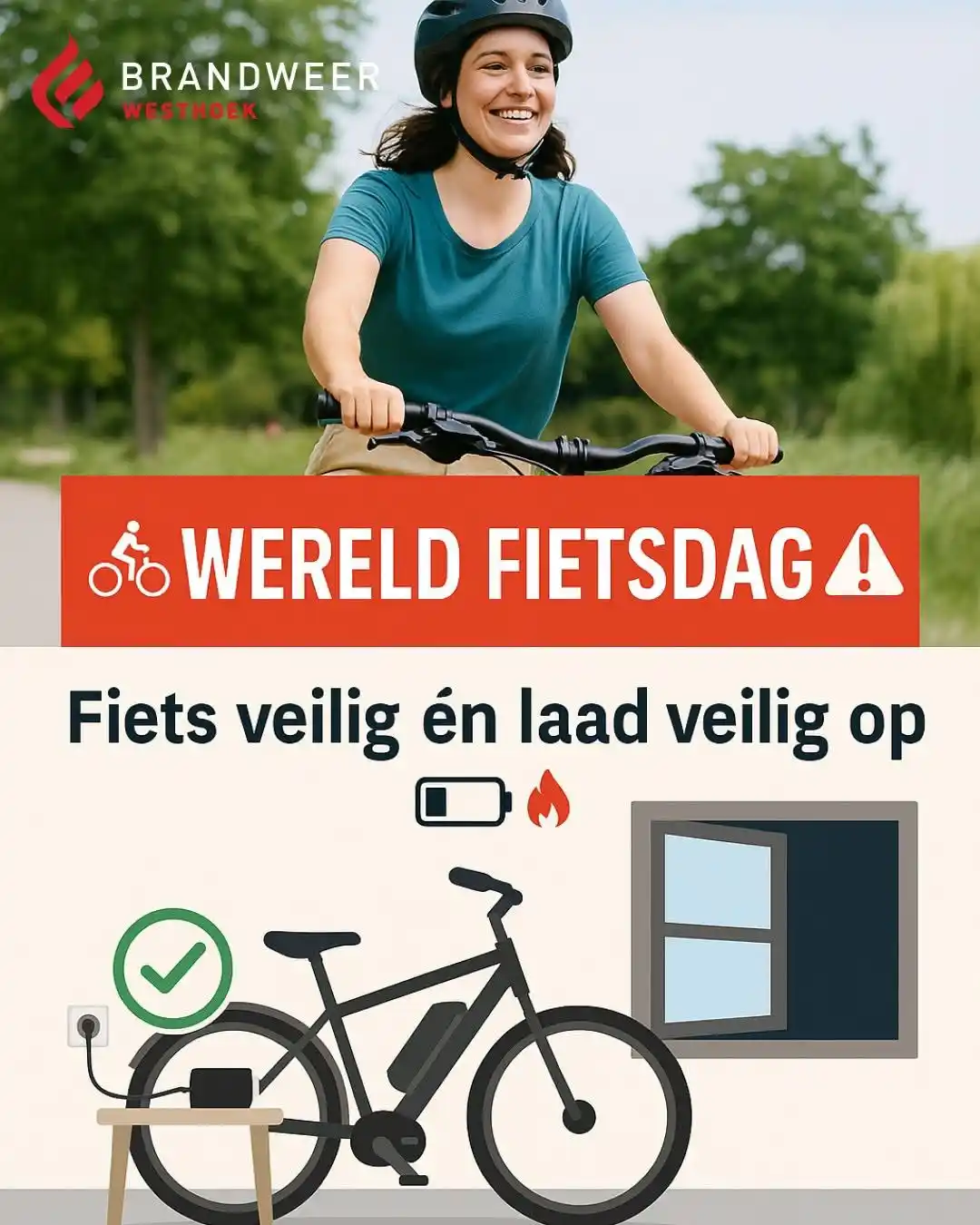 Image from Brandweer Westhoek: 🚴♂️🔥 Wereld Fietsdag! 🌍💚 Fietsen is gezond, milieuvriendelijk én ...