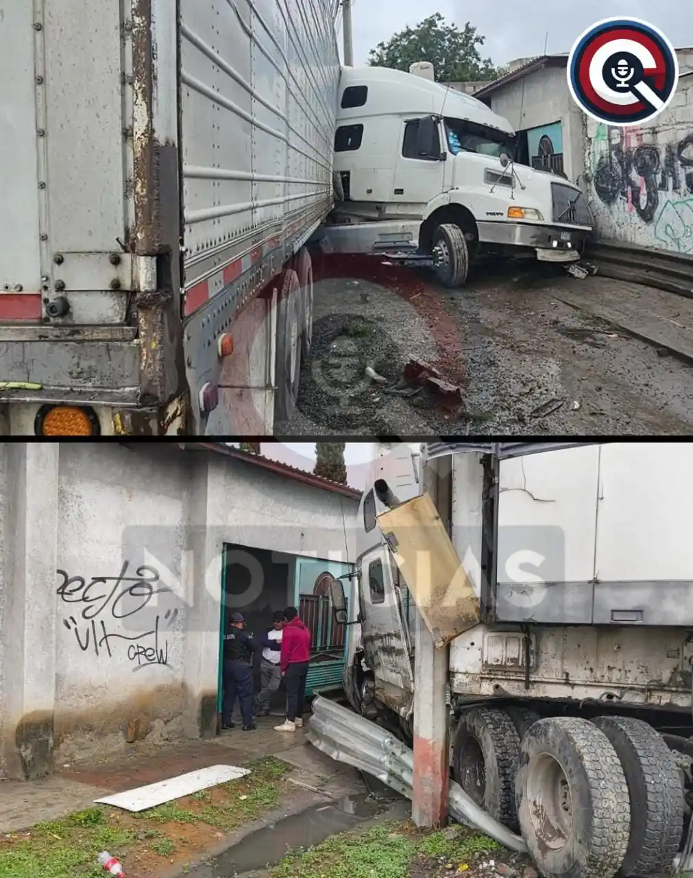 Image from CQ NOTICIAS 📝 (Sin Censura): ⚠️💥🚛 Accidente de un vehículo pesado que se impacto contra un inmueb...