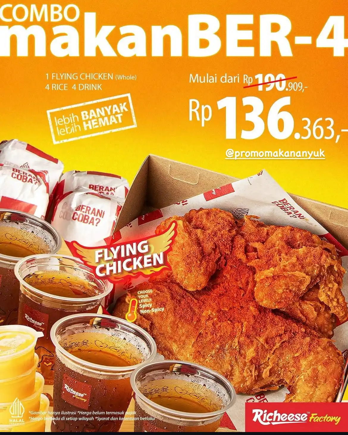 Image from Info Promo ShopeeFood 🍝🧋: Cheesemate!!! Richeese Factory ada promo combo makan ber4 nih… Cocok b...