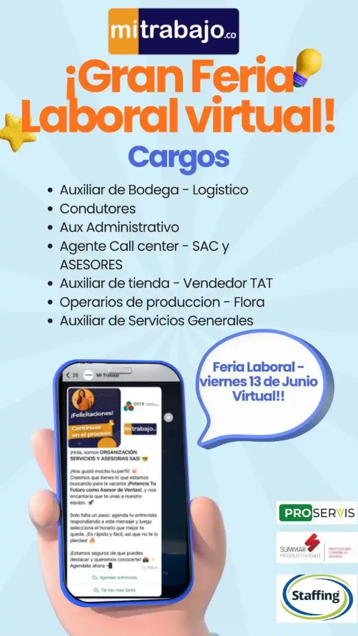Image from OFERTAS LABORALES: 🎯 ¡Conéctate a nuestra Gran Feria Laboral Virtual! 🗓️ Viernes 13 de...
