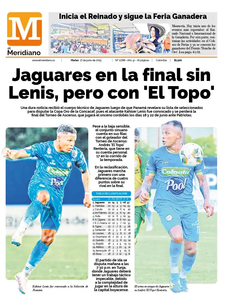 Image from El Meridiano: Esta es la contraportada de El Meridiano. 17 de junio de 2025. La pued...