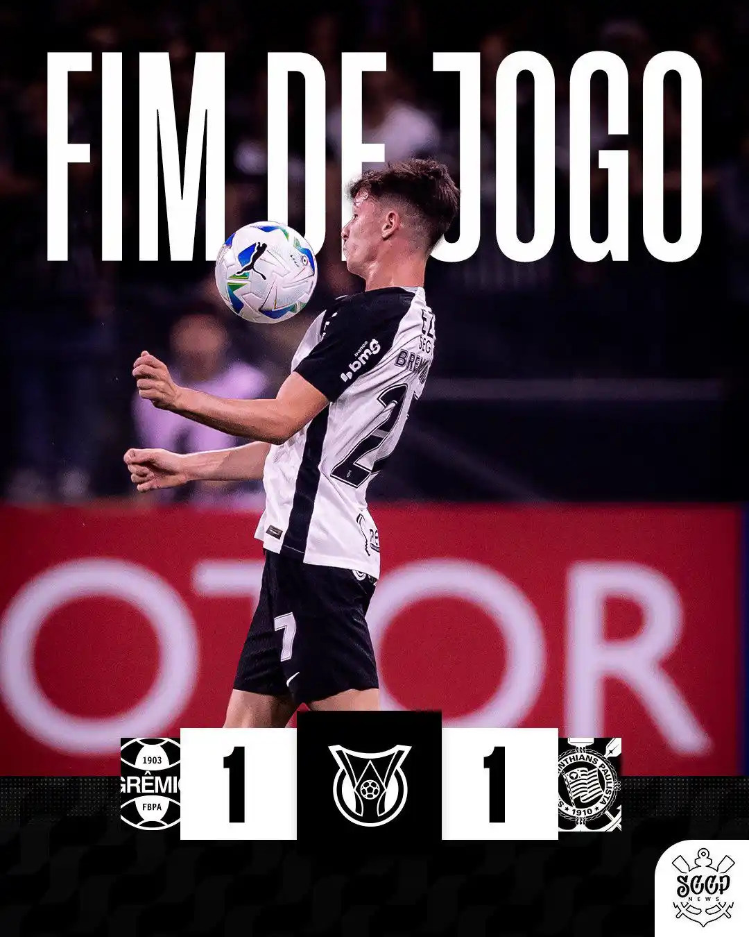 Image from SCCP News | Corinthians: ⚫️⚪️ | Fim de jogo na Arena do Grêmio. 🥅 | Grêmio 1x1 Corinthians ⚽...