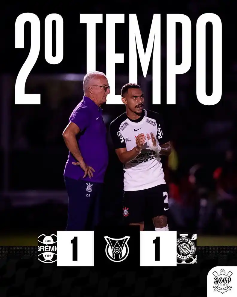 Image from SCCP News | Corinthians: ⚫️⚪️ | FIM DO 1° TEMPO! 🥅 | Grêmio 1x1 Corinthians ⚽️ | Breno Bidon ...