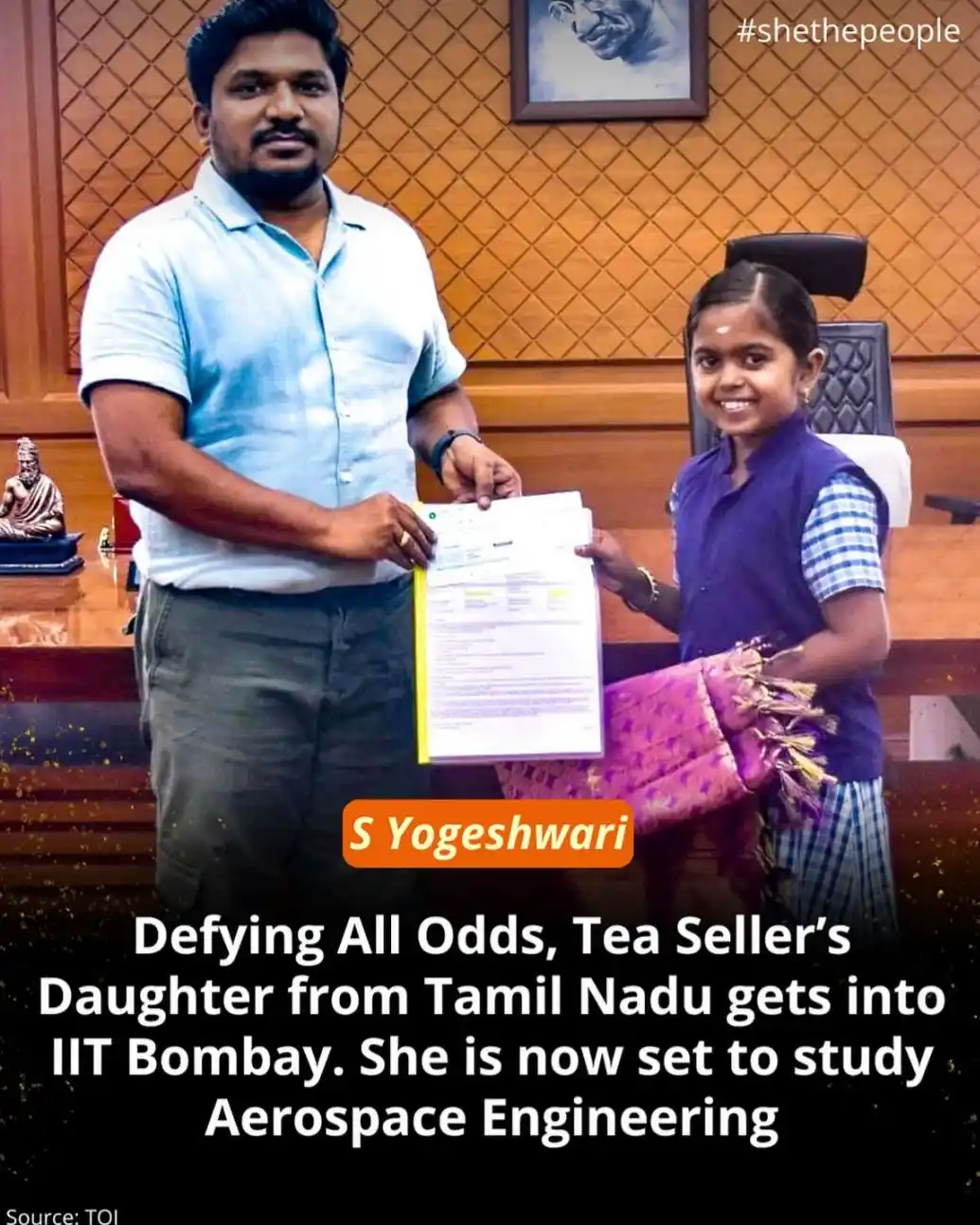 Image from SheThePeople Channel: From chai stall to the stars! S Yogeshwari, daughter of a tea seller ...