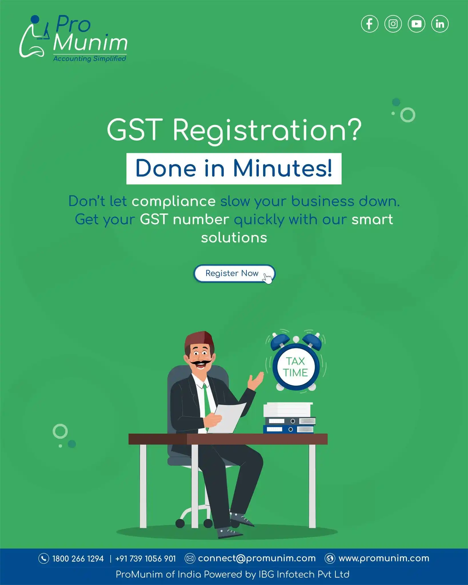 Image from ProMunim of India: 📄 GST Registration? Done in Minutes! Don’t let compliance slow your b...