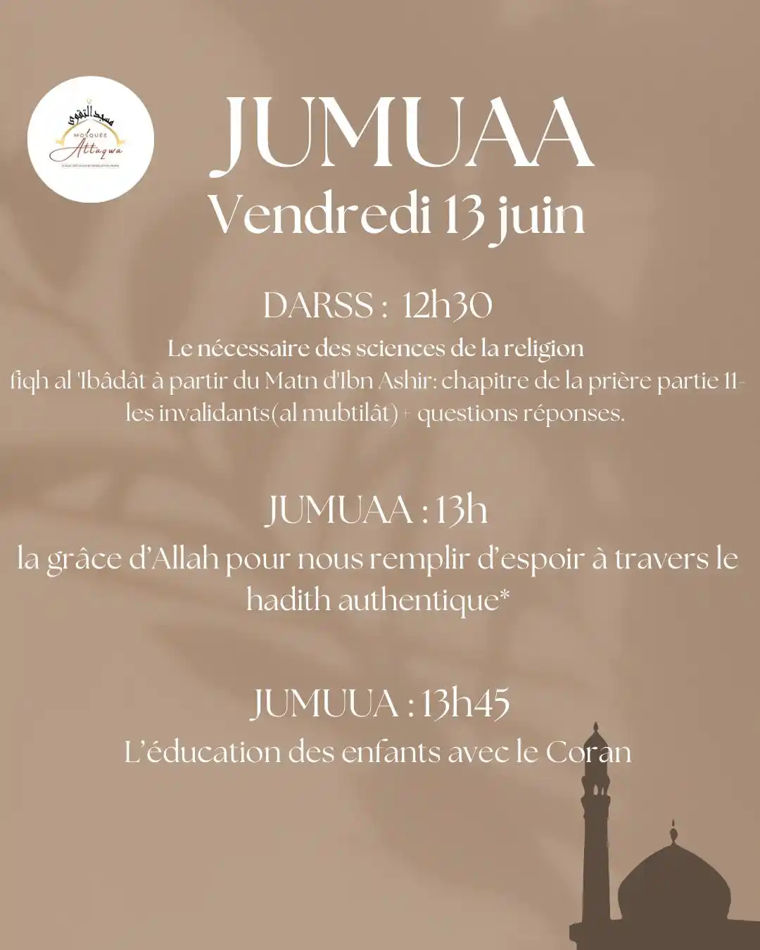Mosquée Attaqwa post