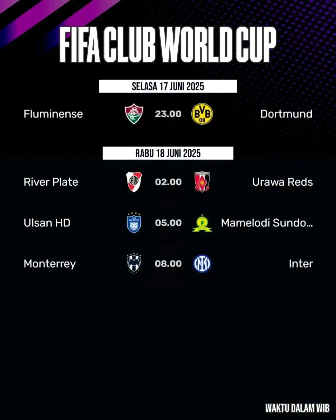 Image from ๐๐๐๐๐ ๐๐๐๐๐๐: JADWAL FIFA CLUB WORLD CUP ๐๏ธ 17 - 18 Juni 2025 ๐ด Live Gratis โฌ๏ธ ๏ฟฝ...