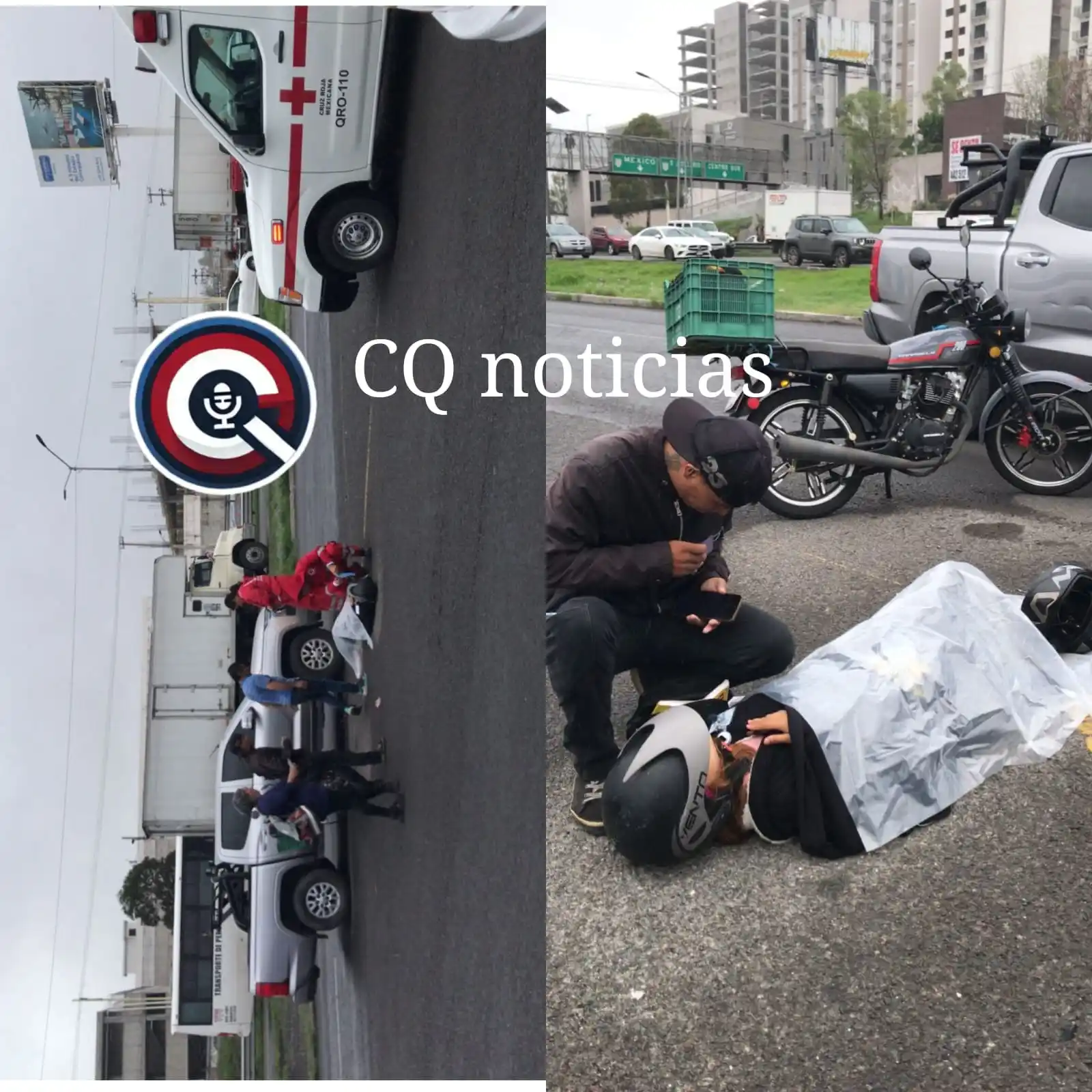 Image from CQ NOTICIAS 📝 (Sin Censura): 🚨💥🏍️ Motociclista lesionada en accidente en El Marqués Una mujer qu...