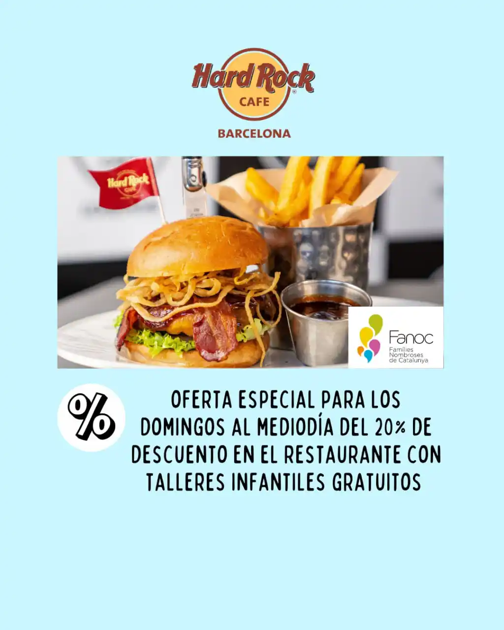 Image from Familias numerosas / Famílies nombroses - FANOC: Oferta especial en Hard Rock Cafe para los socios de FANOC!!! Todos lo...