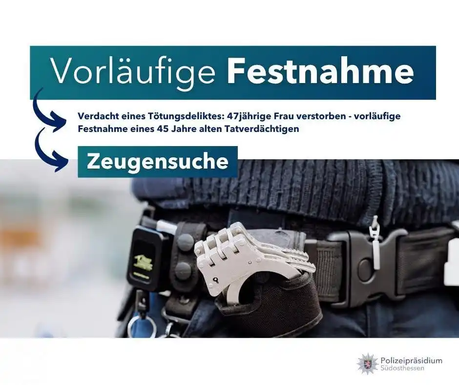 Image from Polizei Südosthessen: ++*Gemeinsame Pressemitteilung der Staatsanwaltschaft Hanau und des Po...