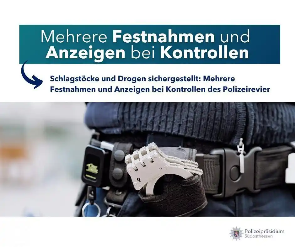 Image from Polizei Südosthessen: 🚨 *Polizeikontrollen in Offenbach – Waffen & Drogen sichergestellt!* ...