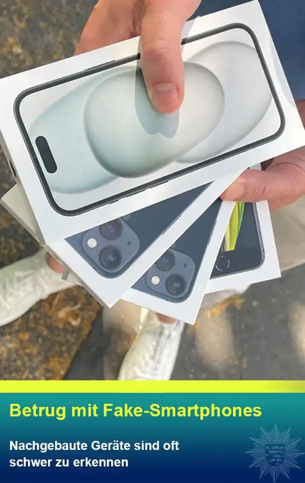 Image from Polizei Südosthessen: 📱*Warnung vor Betrug mit gefälschten Smartphones* 💻In Online-Shops...