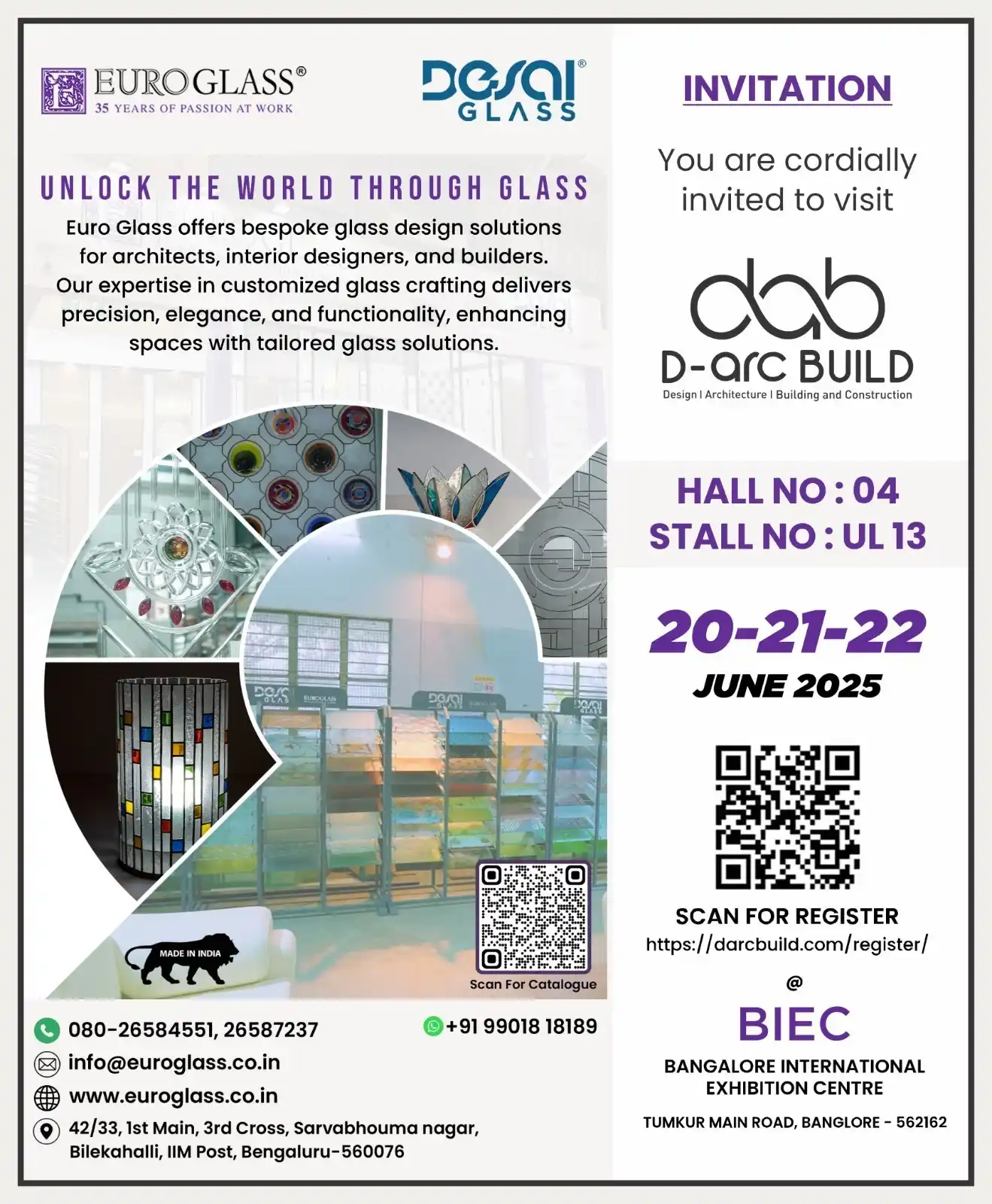 Image from Glass Bulletin: *🌟 You're Invited! 🌟* Join *EURO GLASS* & *DESAI GLASS* at *D-arc B...