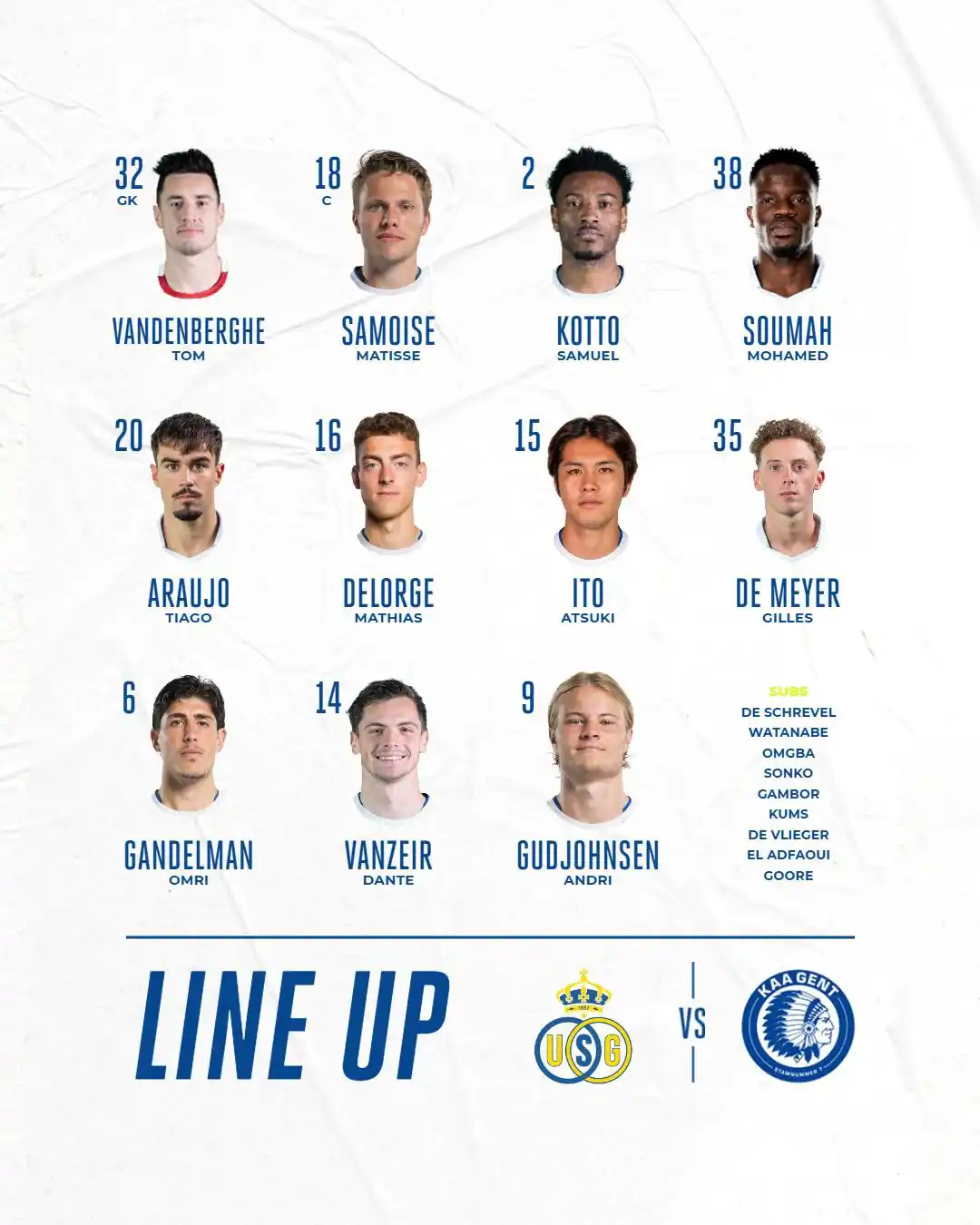 Image from KAA Gent: De 1️⃣1️⃣ voor de laatste match van het seizoen! <a class="text-blue-5...