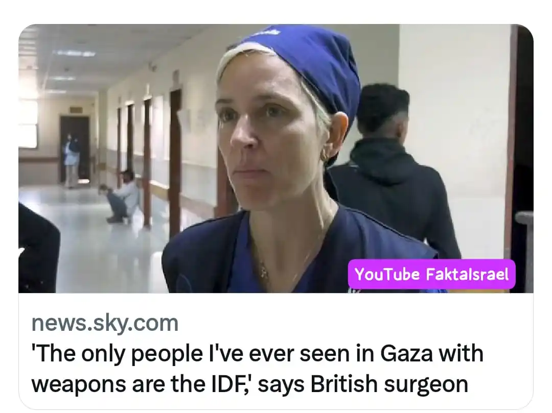 Image from FaktaIsrael: Dr Victoria Rose, seorang ahli bedah plastik yang pernah ke Gaza menga...