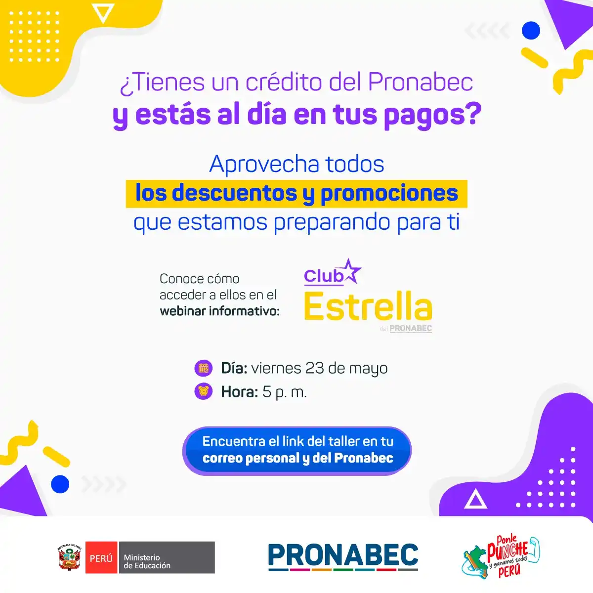 Image from Pronabec: 🥳 ¡Estar al día con tu <a class="text-blue-500 hover:underline cursor...